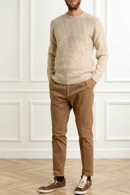DANIELE ALESSANDRINI-MAGLIA TRAFORATA-ALDA1FW26M043 BEIGE XL