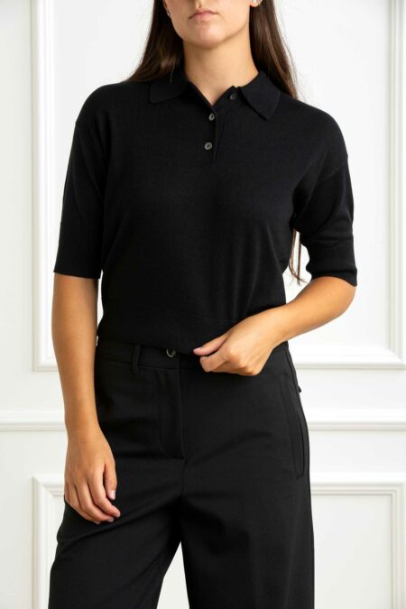 ALPHA-POLO M/GOMITO DETTAGLIO-AP7852B52A NERO 44