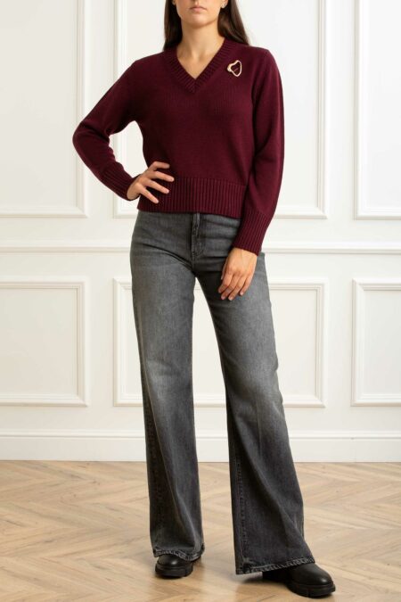 ALPHA-MAGLIA SCOLLO V M/L 100% MERINOS-APAD4120A CILIEGIA 44