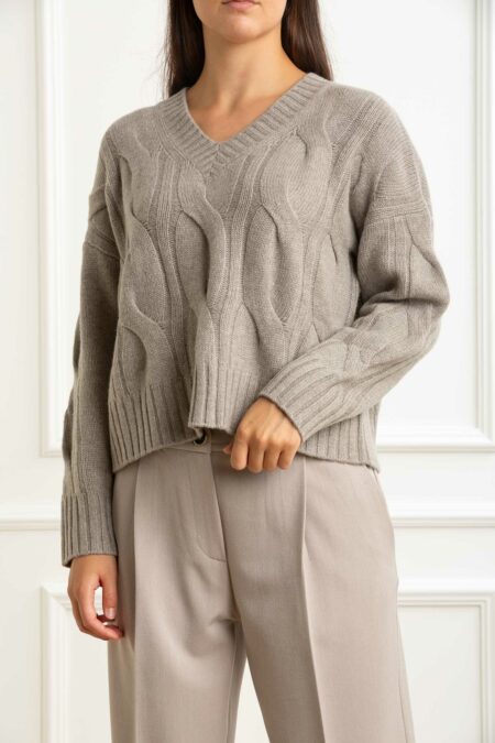 ALPHA-MAGLIA SCOLLO V M/L BOXY-APAD4330A GREIGE 44