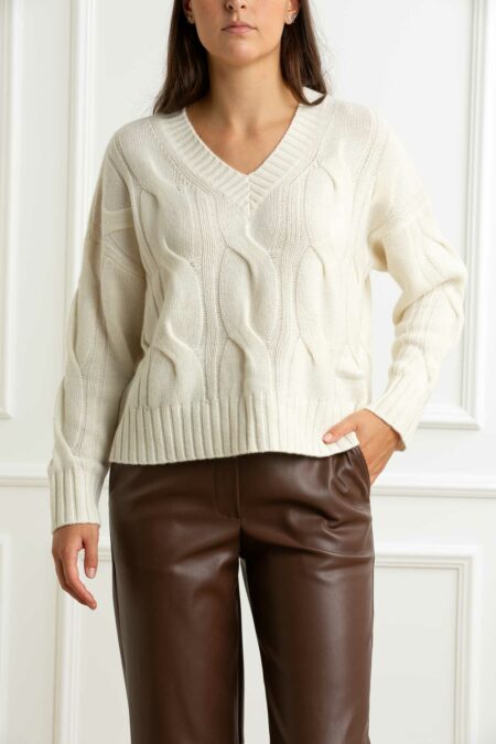 ALPHA-MAGLIA SCOLLO V M/L BOXY-APAD4330A LATTE 44