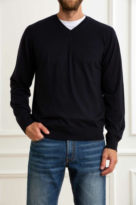 ALPHA-MAGLIA SCOLLO V 100%MERINOS-APFE6312A NOTTE 54