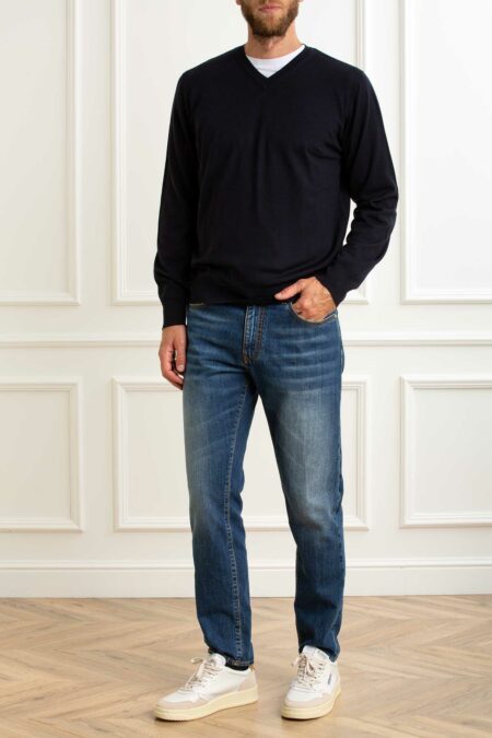 ALPHA-MAGLIA SCOLLO V 100%MERINOS-APFE6312A NOTTE 54