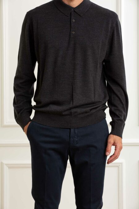 ALPHA-MAGLIA POLO 100% MERINOS-APFE6314B52A ANTRACITE 50