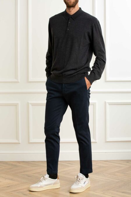 ALPHA-MAGLIA POLO 100% MERINOS-APFE6314B52A ANTRACITE 50