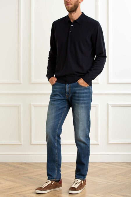 ALPHA-MAGLIA POLO 100% MERINOS-APFE6314B52A NOTTE 54