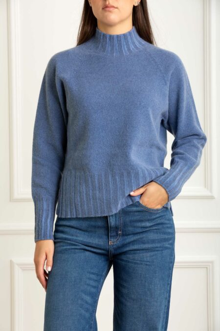 AROVESCIO-LUPETTO RAGLAN C/ SPACCHI ML TINTO FREDDO-ARW161015 DENIM 44