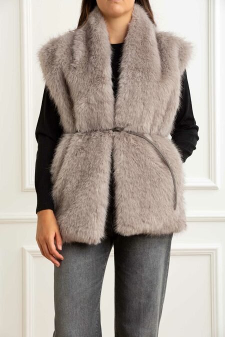 ALESSIA SANTI-COMPLETO:GILET ECOPELLICCIA+CINTURA-AS521SD39001 CIPRIA 42