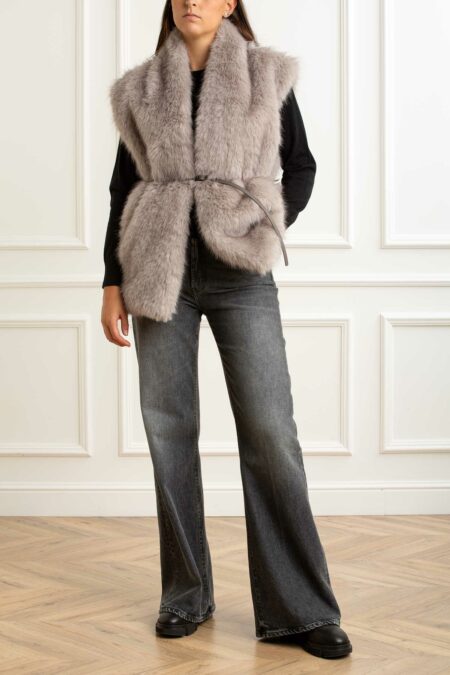 ALESSIA SANTI-COMPLETO:GILET ECOPELLICCIA+CINTURA-AS521SD39001 CIPRIA 42