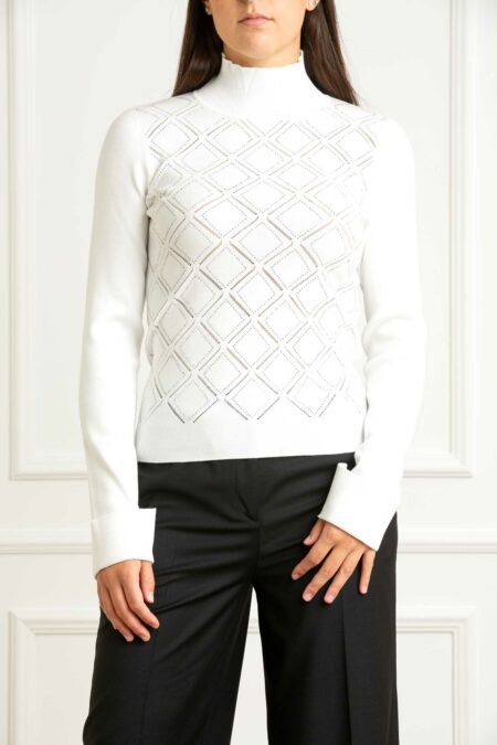 BLUGIRL-MAGLIA LUPETTO VISC ROMBI-BGRF5114MS99E WHITE M