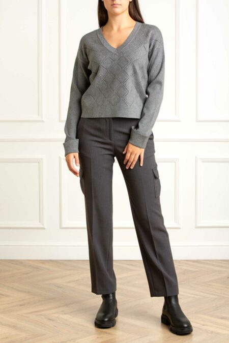 BLUGIRL-MAGLIA SCOLLO V VISC. ROMBI-BGRF5147MS99E GRIGIOMEL S