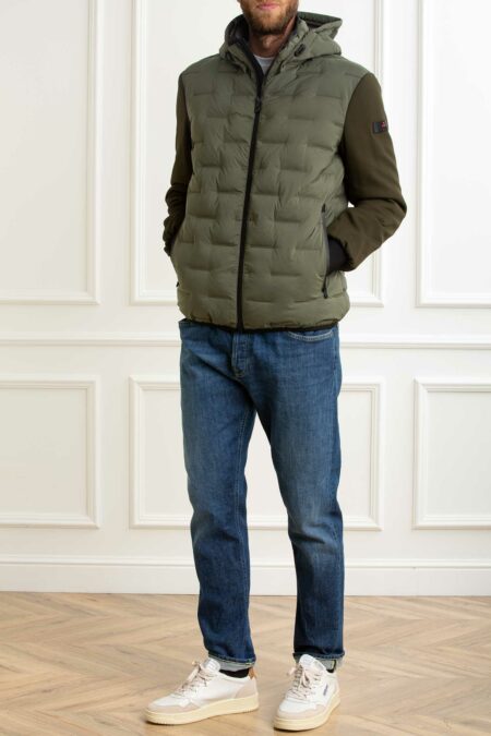 PEUTEREY-GIACCA BIMATERIALE CON TRAPUNTA JACQUARD-PYHOLZERSJNBMATA25 VERDE XL