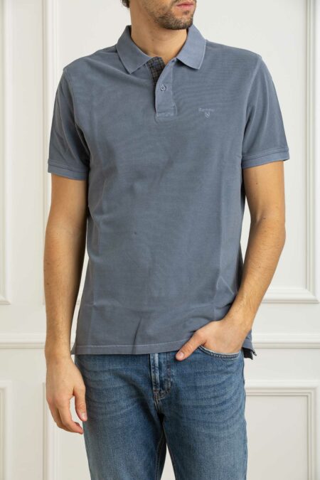 BARBOUR-POLO WASHED TARTAN PIQUE-BBMML1535MML BLUE XL