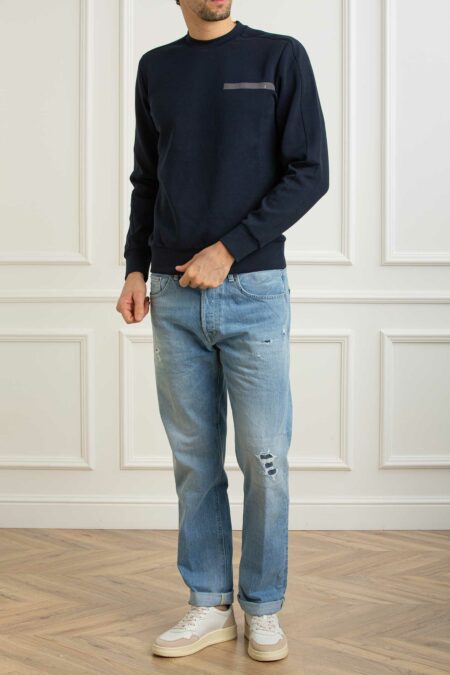 COLMAR ORIGINALS-FELPA GIROC. STRISCIA UOMO-COL61263YV BLU XXL