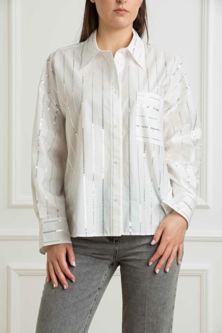 PENNY BLACK-CAMICIA PAILLETTES-PBANCORA BIANCO 44