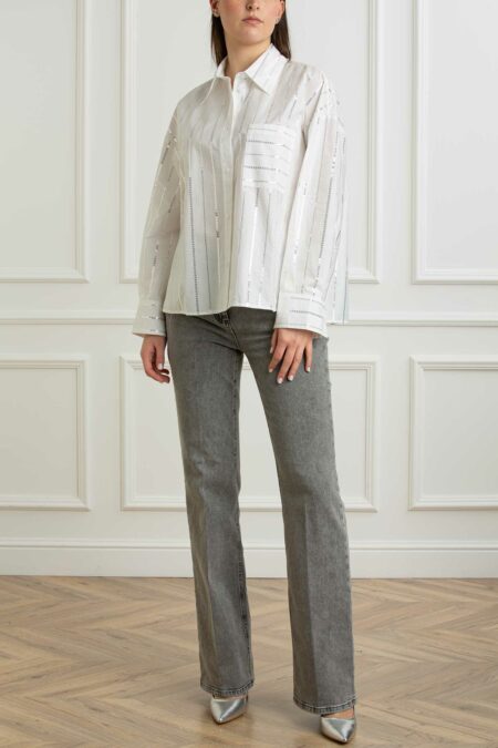PENNY BLACK-CAMICIA PAILLETTES-PBANCORA BIANCO 44