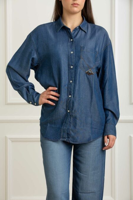 ROY ROGER'S-CAMICIA DANIELLE DONNA IN JEANS-RYRND90159D6920111 DENIM XS